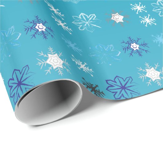 Stijlvolle turquoise en witte, sterren en sneeuwvl cadeaupapier (Rol Hoek)