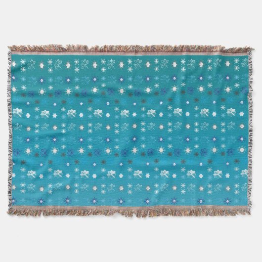 Stijlvolle turquoise en witte, sterren en sneeuwvl deken (Voorkant)