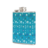 Stijlvolle turquoise en witte, sterren en sneeuwvl heupfles (Links)