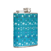 Stijlvolle turquoise en witte, sterren en sneeuwvl heupfles (Rechts)