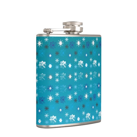 Stijlvolle turquoise en witte, sterren en sneeuwvl heupfles (Rechts)