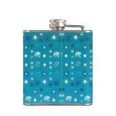 Stijlvolle turquoise en witte, sterren en sneeuwvl heupfles (Achterkant)