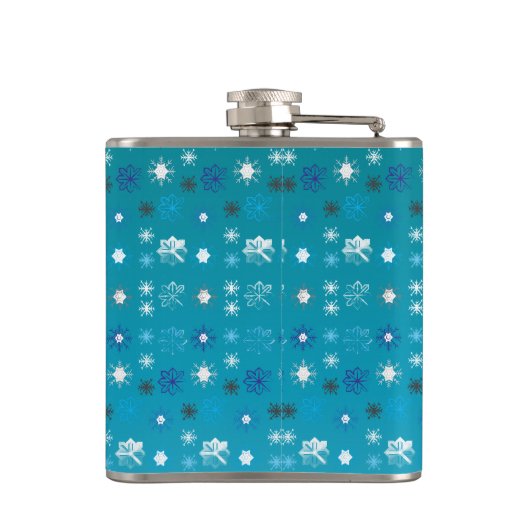 Stijlvolle turquoise en witte, sterren en sneeuwvl heupfles (Achterkant)