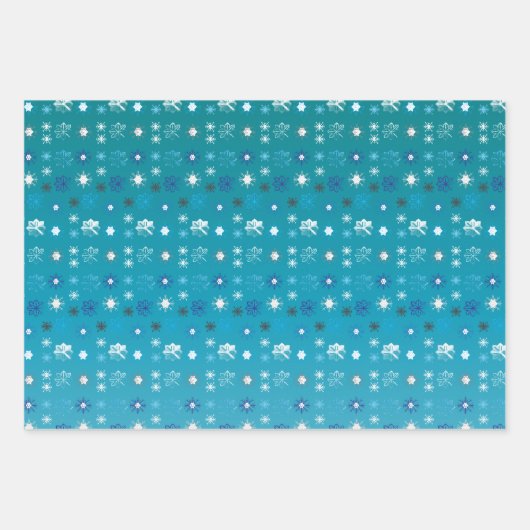 Stijlvolle turquoise en witte, sterren en sneeuwvl inpakpapier vel (Voorkant 3)