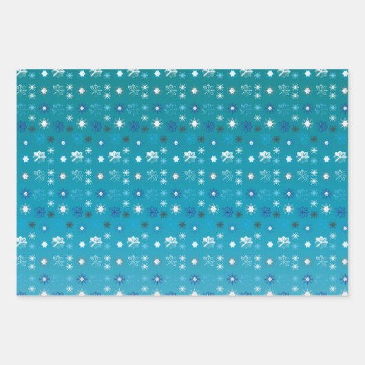 Stijlvolle turquoise en witte, sterren en sneeuwvl inpakpapier vel (Voorkant 2)