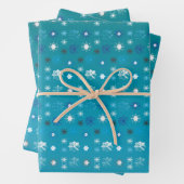 Stijlvolle turquoise en witte, sterren en sneeuwvl inpakpapier vel (In situ)