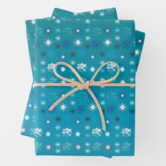 Stijlvolle turquoise en witte, sterren en sneeuwvl inpakpapier vel (In situ)