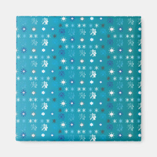 Stijlvolle turquoise en witte, sterren en sneeuwvl magneet