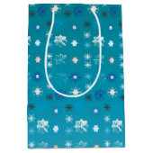 Stijlvolle turquoise en witte, sterren en sneeuwvl medium cadeauzakje (Voorkant)