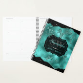 Stijlvolle turquoise glinsterend marmer & zwarte r planner (Display)