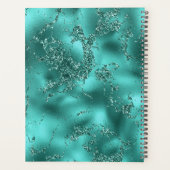 Stijlvolle turquoise glinsterend marmer & zwarte r planner (Achterkant)