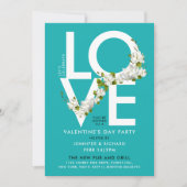 Stijlvolle Turquoise Liefde Valentijn Foto Floral Kaart (Voorkant)
