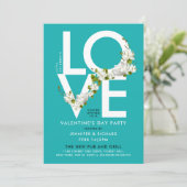 Stijlvolle Turquoise Liefde Valentijn Foto Floral Kaart (Staand voorkant)