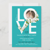 Stijlvolle Turquoise Liefde Valentijnsfoto Bloem Kaart (Voorkant)