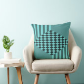 Stijlvolle turquoise strepen diamantruitjes kussen (Stoel)