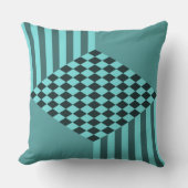 Stijlvolle turquoise strepen diamantruitjes kussen (Voorkant)