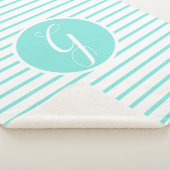 Stijlvolle turquoise strepen Een monogram deken vo (3/4)