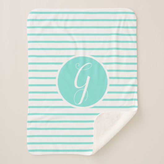 Stijlvolle turquoise strepen Een monogram deken vo (Voorkant)