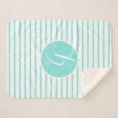 Stijlvolle turquoise strepen Een monogram deken vo (Voorkant (horizontaal))
