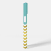Stijlvolle Turquoise, White en Gold Chevron Custom Case-Mate iPhone Case (Achterkant / Rechts)