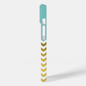 Stijlvolle Turquoise, White en Gold Chevron Custom Case-Mate iPhone Case (Achterkant / Links)