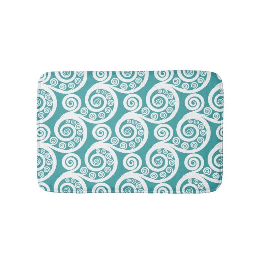 Stijlvolle turquoise & witte varen blad krullen we badmat (Voorkant)