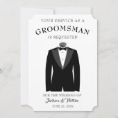 Stijlvolle Tuxedo Groomsman Kaart (Voorkant)