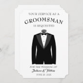 Stijlvolle Tuxedo Groomsman Kaart (Voorkant / Achterkant)
