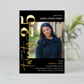 Stijlvolle Twenty25 foto afstudeerfeest Folie Uitnodiging (Staand Voorkant)