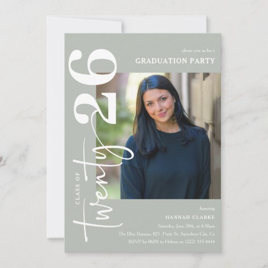 Stijlvolle Twenty25 foto afstudeerfeest Kaart (Voorkant)