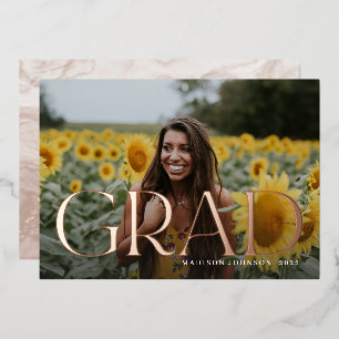 Stijlvolle Type Afstudeerfoto Volledig Folie Uitnodiging