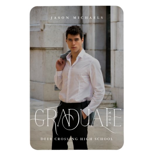 Stijlvolle Type Foto 2023 Afstuderen Aankondiging Magneet (Verticaal)