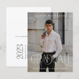 Stijlvolle type foto afstuderen partij aankondigingskaart