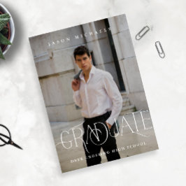 Stijlvolle type foto afstuderen partij kaart