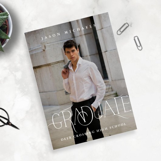 Stijlvolle type foto afstuderen partij kaart