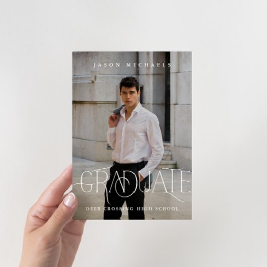 Stijlvolle type foto afstuderen partij kaart