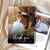 Stijlvolle typografie 2 foto bruiloft dank u kaart