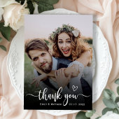 Stijlvolle typografie 2 foto bruiloft dank u kaart