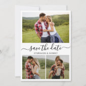 Stijlvolle Typografie 3 Fotocollage Bruiloft Save The Date (Voorkant)