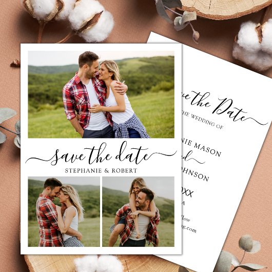 Stijlvolle Typografie 3 Fotocollage Bruiloft Save The Date