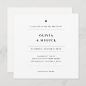 Stijlvolle Typografie Black en White Heart Wedding Kaart (Voorkant / Achterkant)