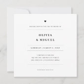 Stijlvolle Typografie Black en White Heart Wedding Kaart (Voorkant)