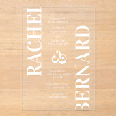 Stijlvolle typografie Bold Bright Transparent Wedd Acryl Uitnodigingen (Voorkant)