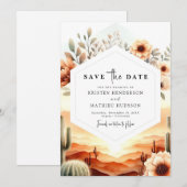 Stijlvolle Typografie Cactus Wedding Save The Date (Voorkant / Achterkant)