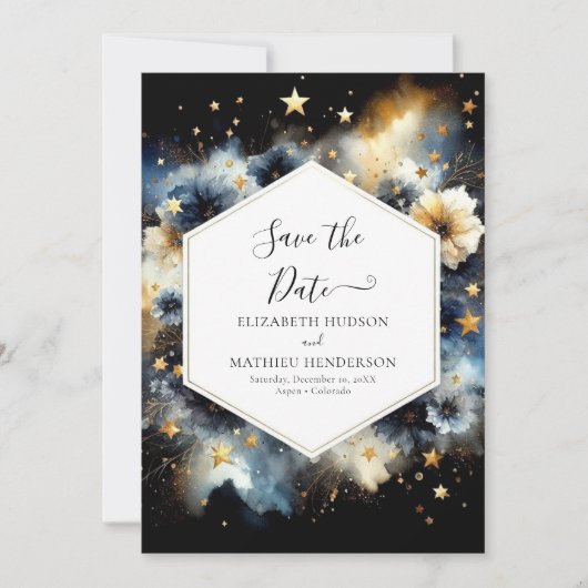 Stijlvolle typografie Hemelse bruiloft Save The Date (Voorkant)