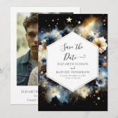 Stijlvolle typografie Hemelse bruiloft Save The Date (Voorkant / Achterkant)