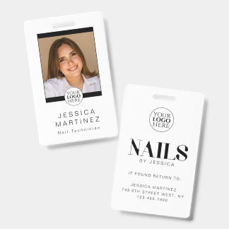 Stijlvolle typografie nagelsalon werknemer foto ID Badge
