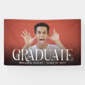 Stijlvolle Typografie Overlay Foto Afstuderen Spandoek (Horizontaal)