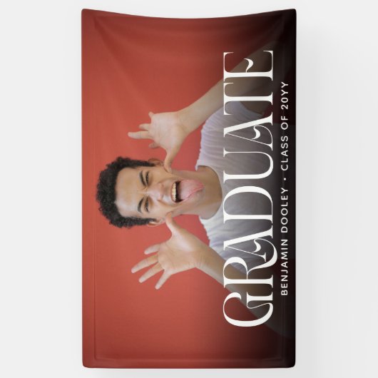 Stijlvolle Typografie Overlay Foto Afstuderen Spandoek (Verticaal)