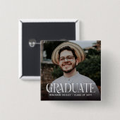 Stijlvolle Typografie Overlay Foto Afstuderen Vierkante Button 5,1 Cm (Voorkant /achterkant)